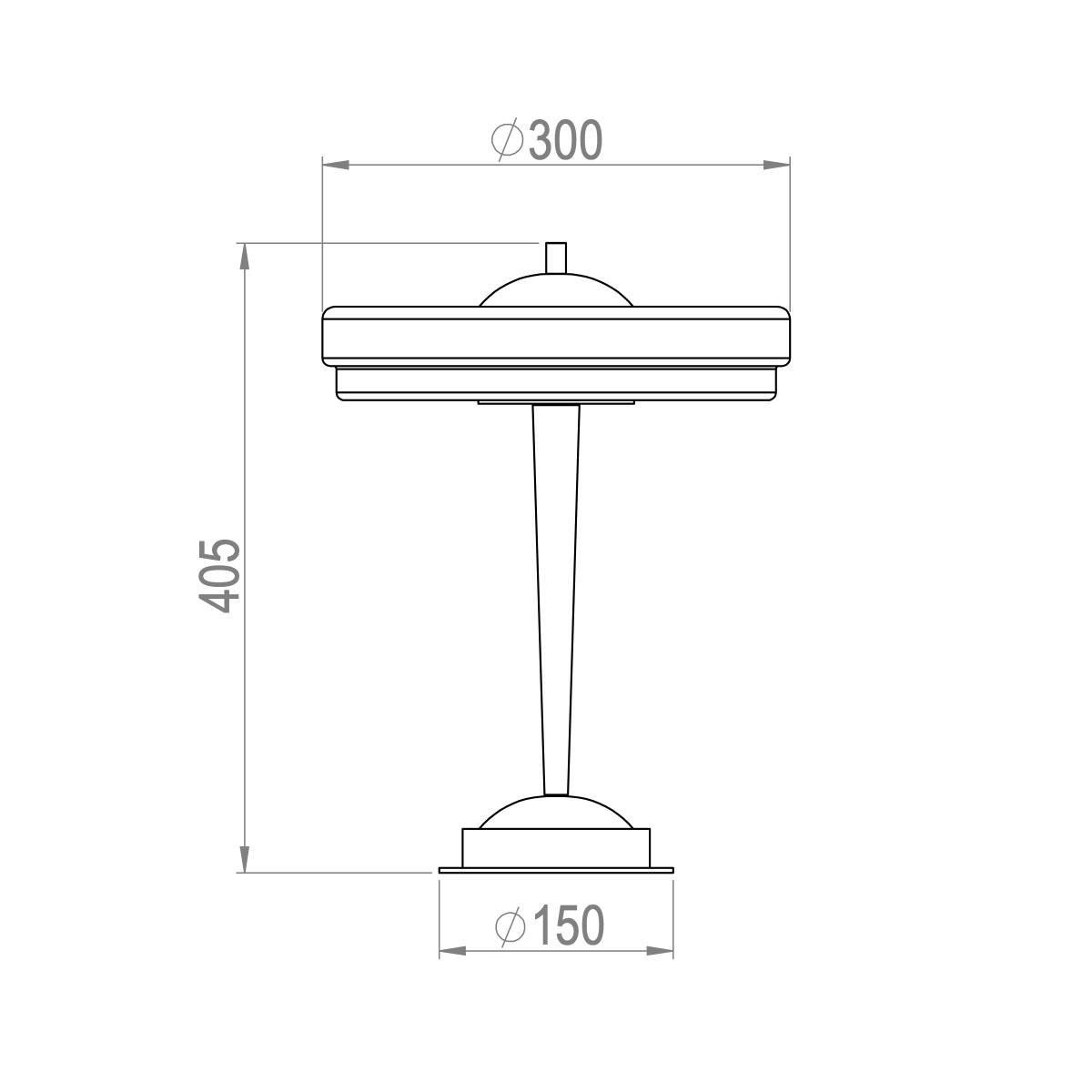 Technische Zeichnung Bert Frank Trave Tischleuchte, H: 40,5 cm, Grün Technische Zeichnung Bert Frank Trave Tischleuchte, H: 40,5 cm, Weiß