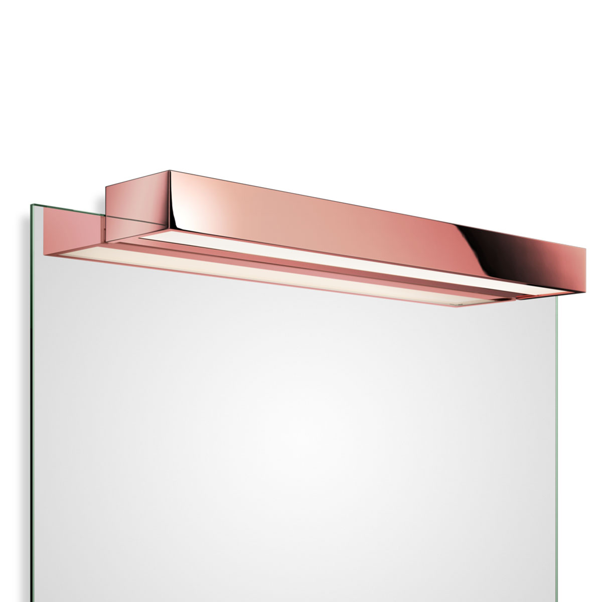 Stilvoller Spiegel mit Licht – Serie Box 1-60 N LED Spiegel Aufsteckleuchte Bad, Rosegold, B: 60 cm, Warmweiß 3000K von Decor Walther