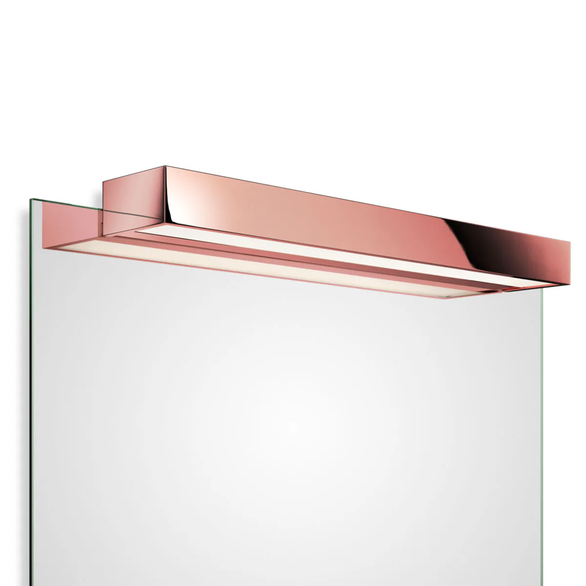 Stilvoller Spiegel mit Licht – Serie Box 1-60 N LED Spiegel Aufsteckleuchte Bad, Rosegold, B: 60 cm, Warmweiß 3000K von Decor Walther