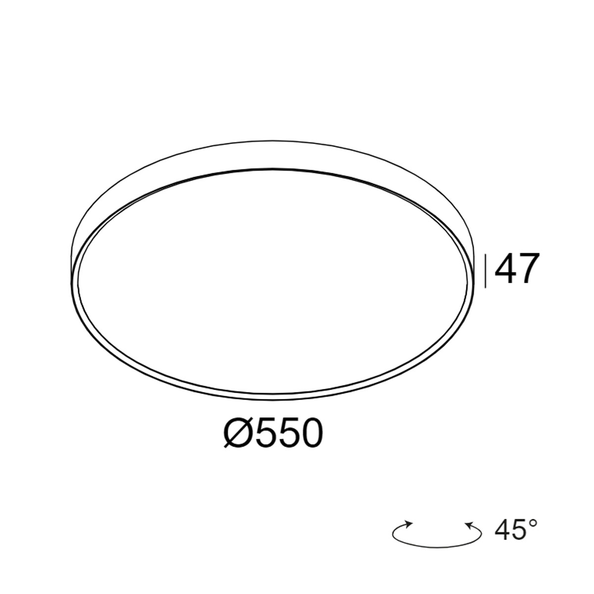 DeltaLight MULTINOVA 55 930 ADM DIM5 Schienenstrahler, Ø: 55 cm MULTINOVA 55 930 ADM DIM5 Schienenstrahler, Ø: 55 cm, Weiß, DALI Strahler – technische Zeichnung