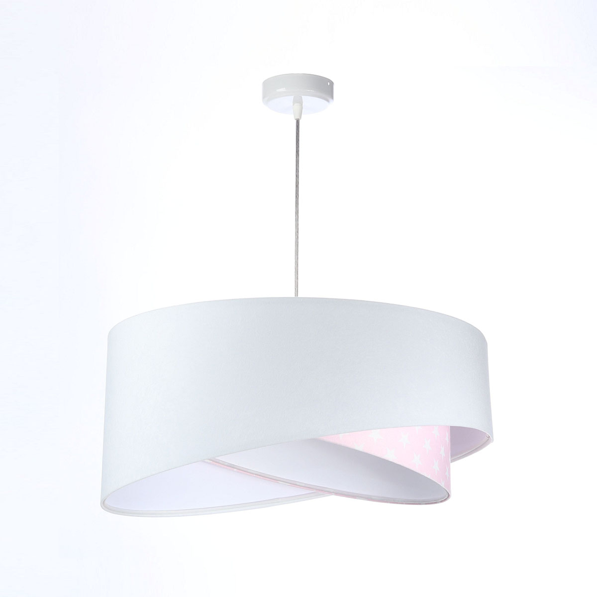 Kinder Pendelleuchte Sternenmuster, Ø: 50 cm, Weiß, Rosa