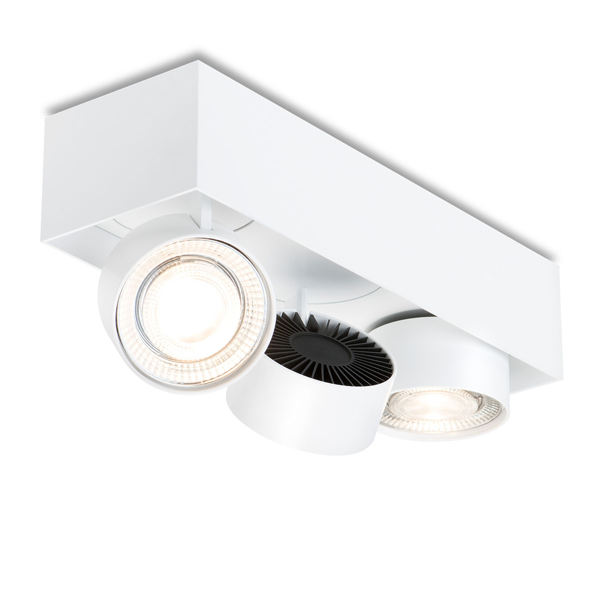 Wittenberg 4.0, wi4-ab-3e-hb Aufbaustrahler, Weiß matt, Extra-Warmweiß 2700K, Spot 12°, Phase Cut Wittenberg 4.0, wi4-ab-3e-hb Aufbaustrahler, Weiß matt, Warmweiß 3000K, Flood 38°, Bluetooth