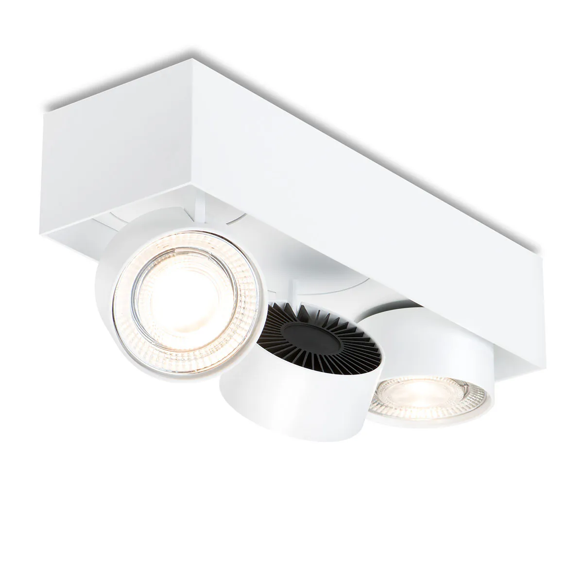 Wittenberg 4.0, wi4-ab-3e-hb Aufbaustrahler, Weiß matt, Extra-Warmweiß 2700K, Spot 12°, Phase Cut Wittenberg 4.0, wi4-ab-3e-hb Aufbaustrahler, Weiß matt, Warmweiß 3000K, Flood 38°, Bluetooth