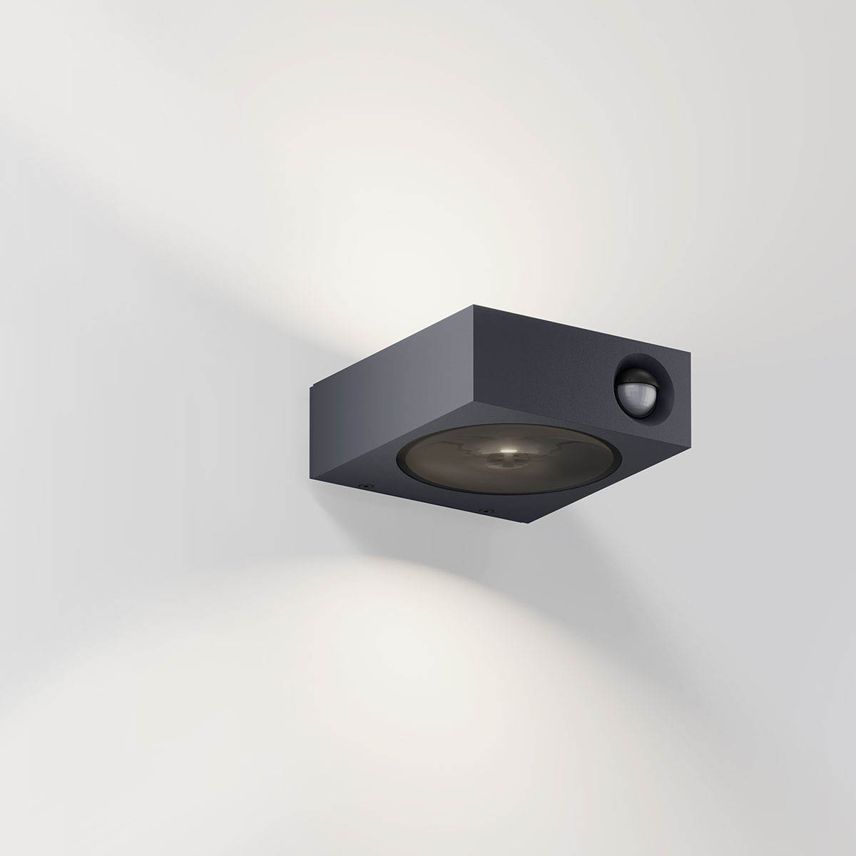 Rechteckige außen Wandleuchte mit Up Down Licht und Bewegungsmelder anthrazit