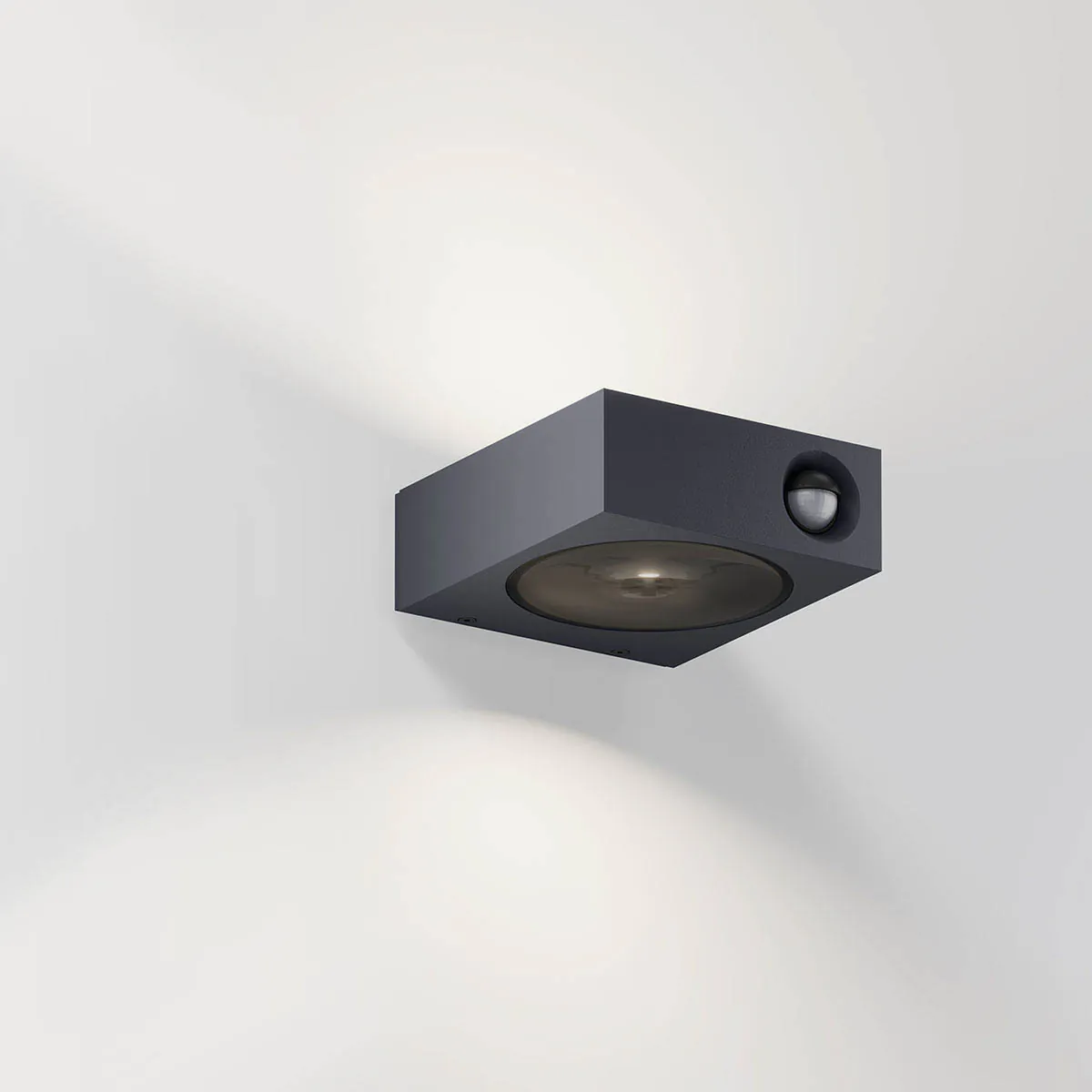 Rechteckige außen Wandleuchte mit Up Down Licht und Bewegungsmelder anthrazit