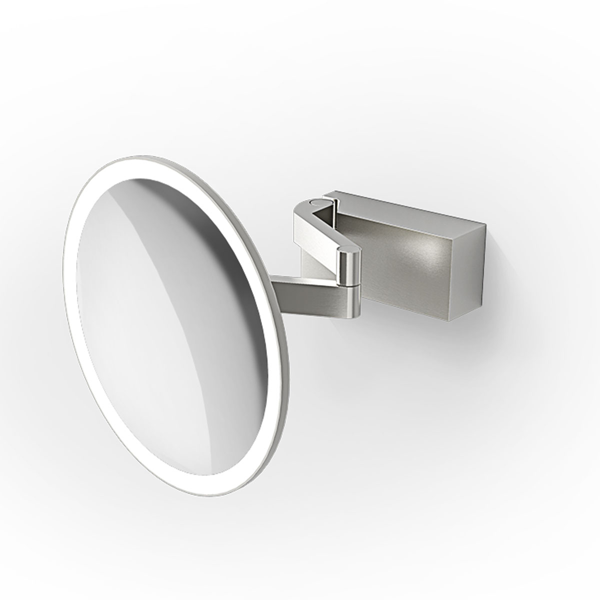 Stilvoller Spiegel für Make-up & Pflege – Decor Walther Vision R 5x Kosmetik, Schminkspiegel mit Licht Bad, H: 20,5 cm, B: 20,5 cm, Edelstahl matt