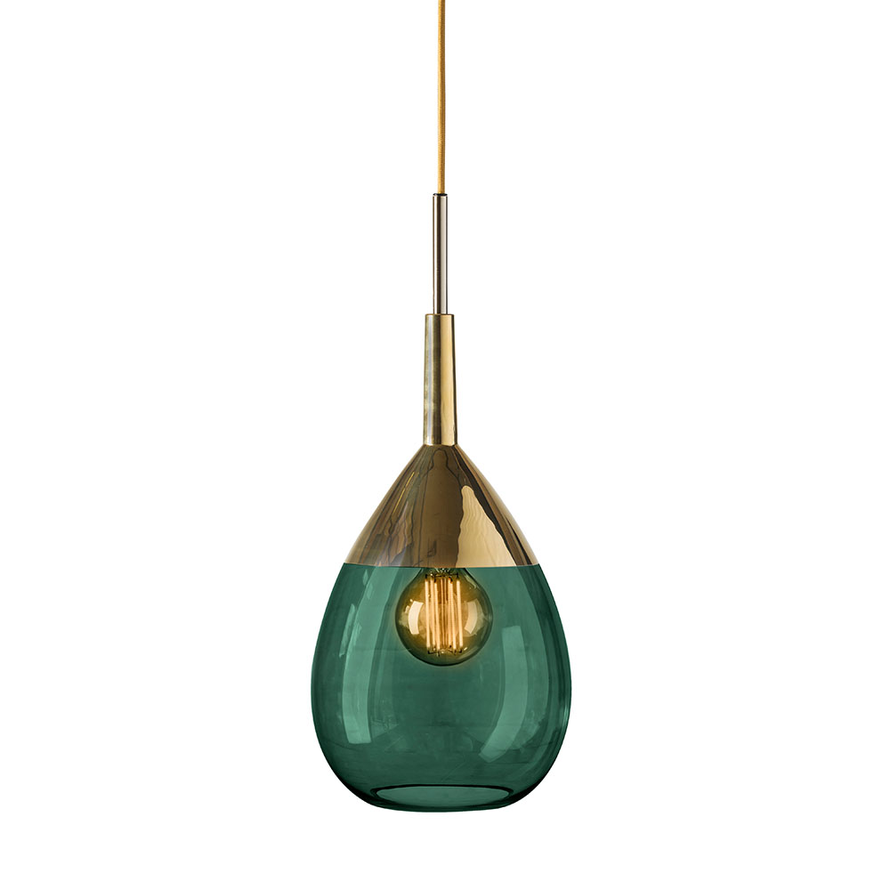 Lute Pendelleuchte L Ø 22 cm, Ivy Green, Gold