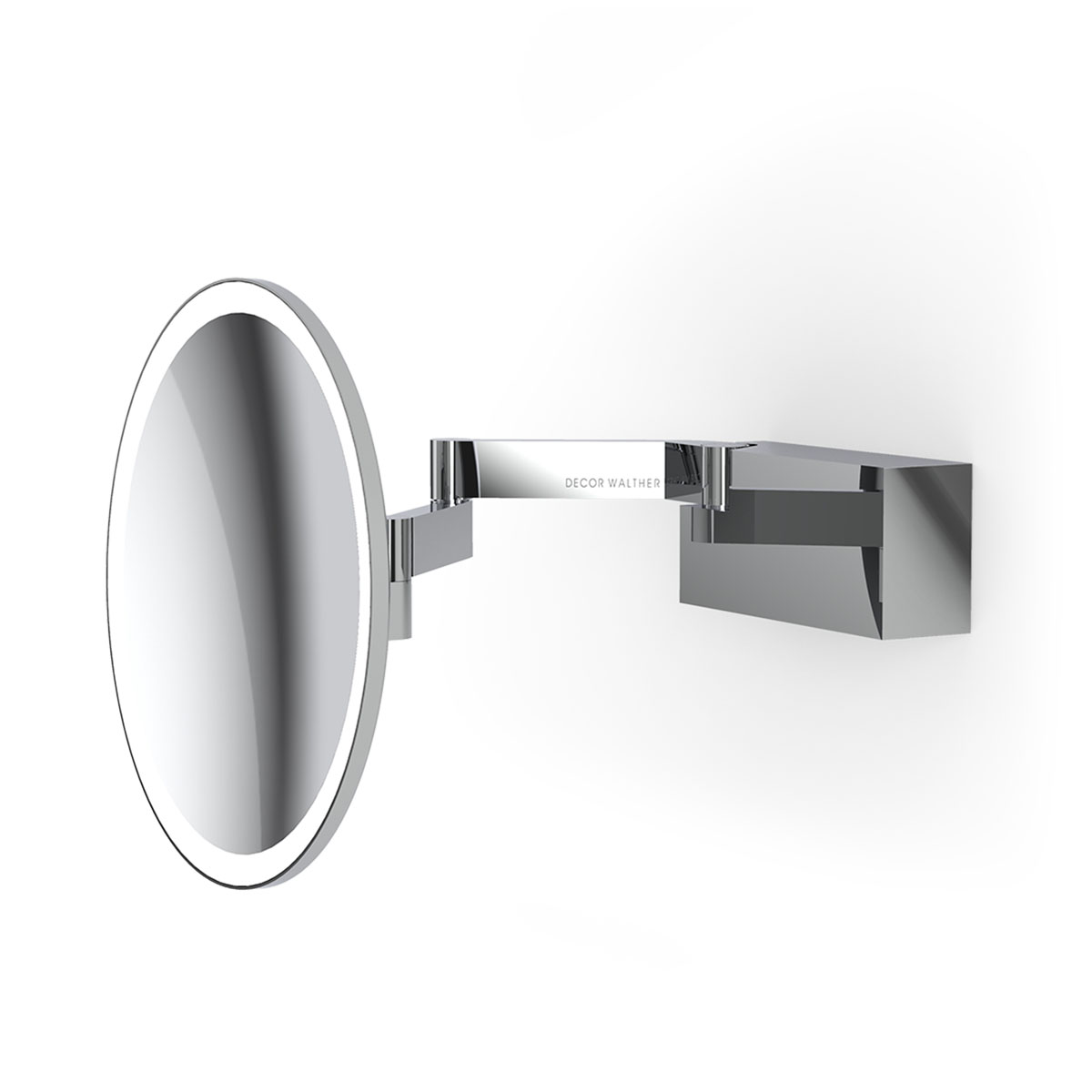 Hochwertiger Kosmetikspiegel mit LED-Licht – Decor Walther Vision R 5x Kosmetik, Schminkspiegel mit Licht Bad, H: 20,5 cm, B: 20,5 cm, Chrom