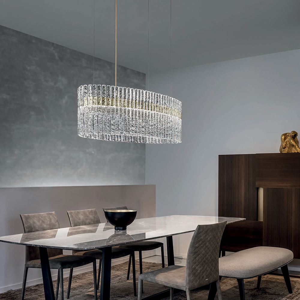 Masiero Vegas S OV85 Pendelleuchte Pendelleuchten - luxuriöse Verarbeitung aus Glas und Metall, Farbe Transparent Masiero Vegas S OV85 Pendelleuchte Pendelleuchten - luxuriöse Verarbeitung aus Glas und Metall, Farbe Transparent