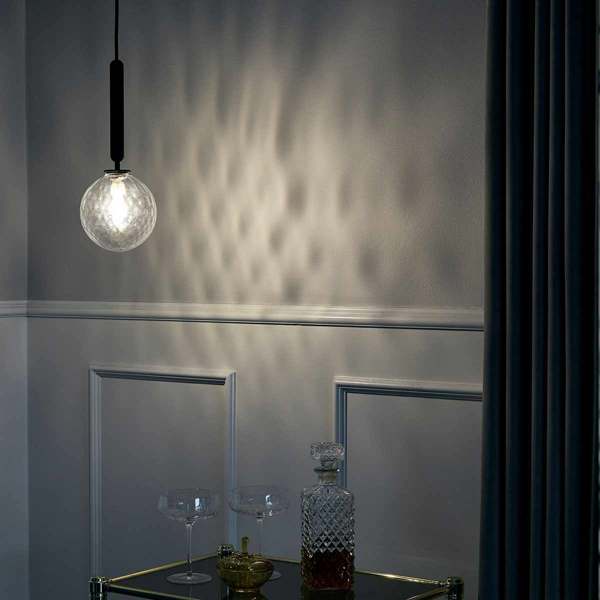 Miira 1 Pendelleuchte, Ø: 14 cm, Messing, Opalglas