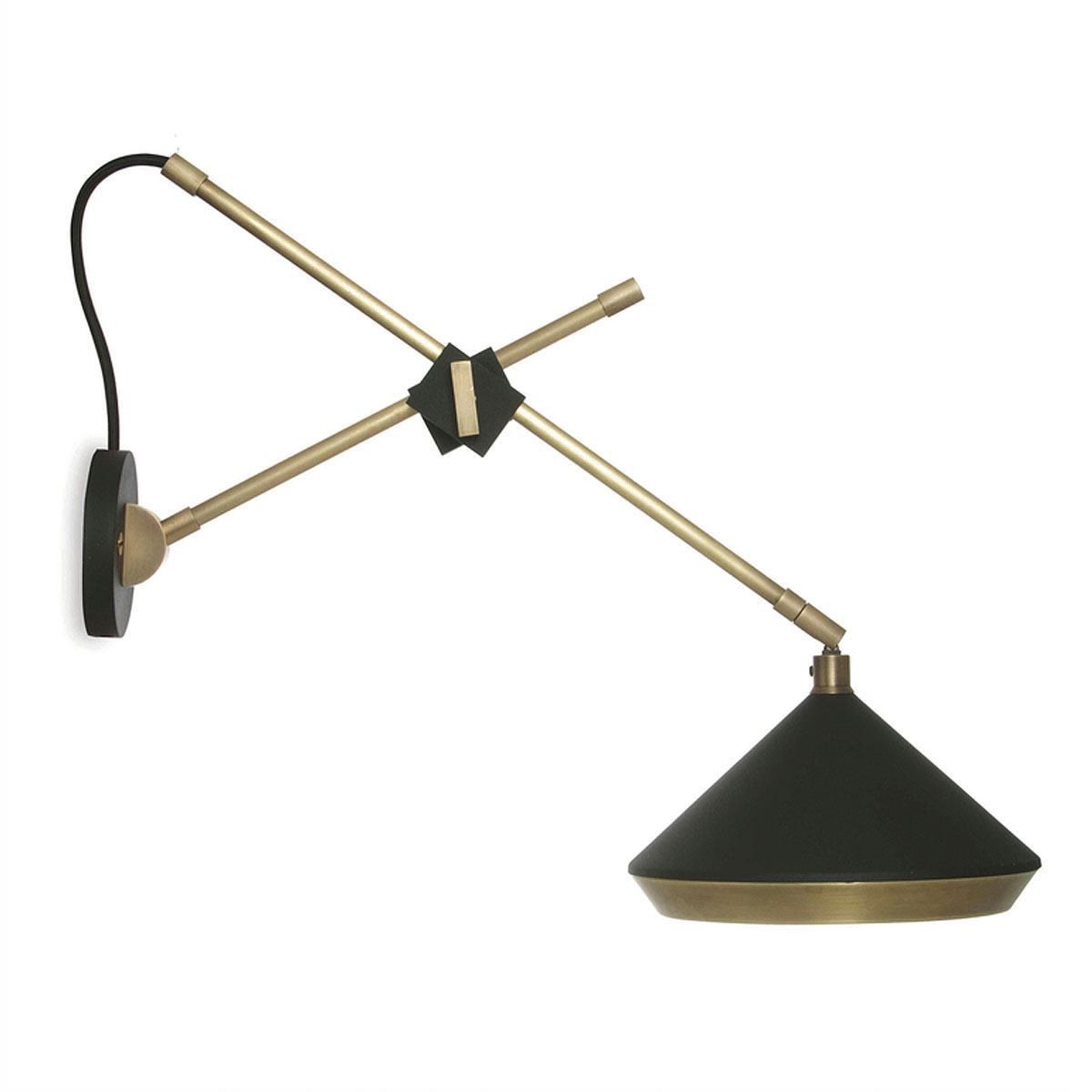 Perfekt für Flur oder Schlafzimmer: Bert Frank Shear Wandleuchte, T: 46 cm, Schwarz aus gebürstetes Messing und metallische Oberfläche – sanftes Licht Perfekt für Flur oder Schlafzimmer: Bert Frank Shear Wandleuchte, T: 46 cm, Schwarz aus gebürstetes Messing und metallische Oberfläche – sanftes Licht