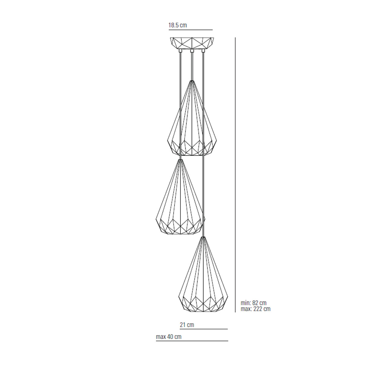 Hatton 3 Grouping of 3 Pendelleuchte, max Ø: 40 cm