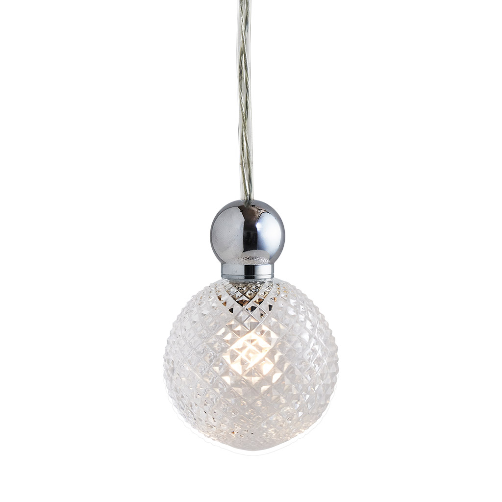 Uva Pendelleuchte Crystal M Ø 7 cm, Mini check, Silber, für Multi-Baldachin