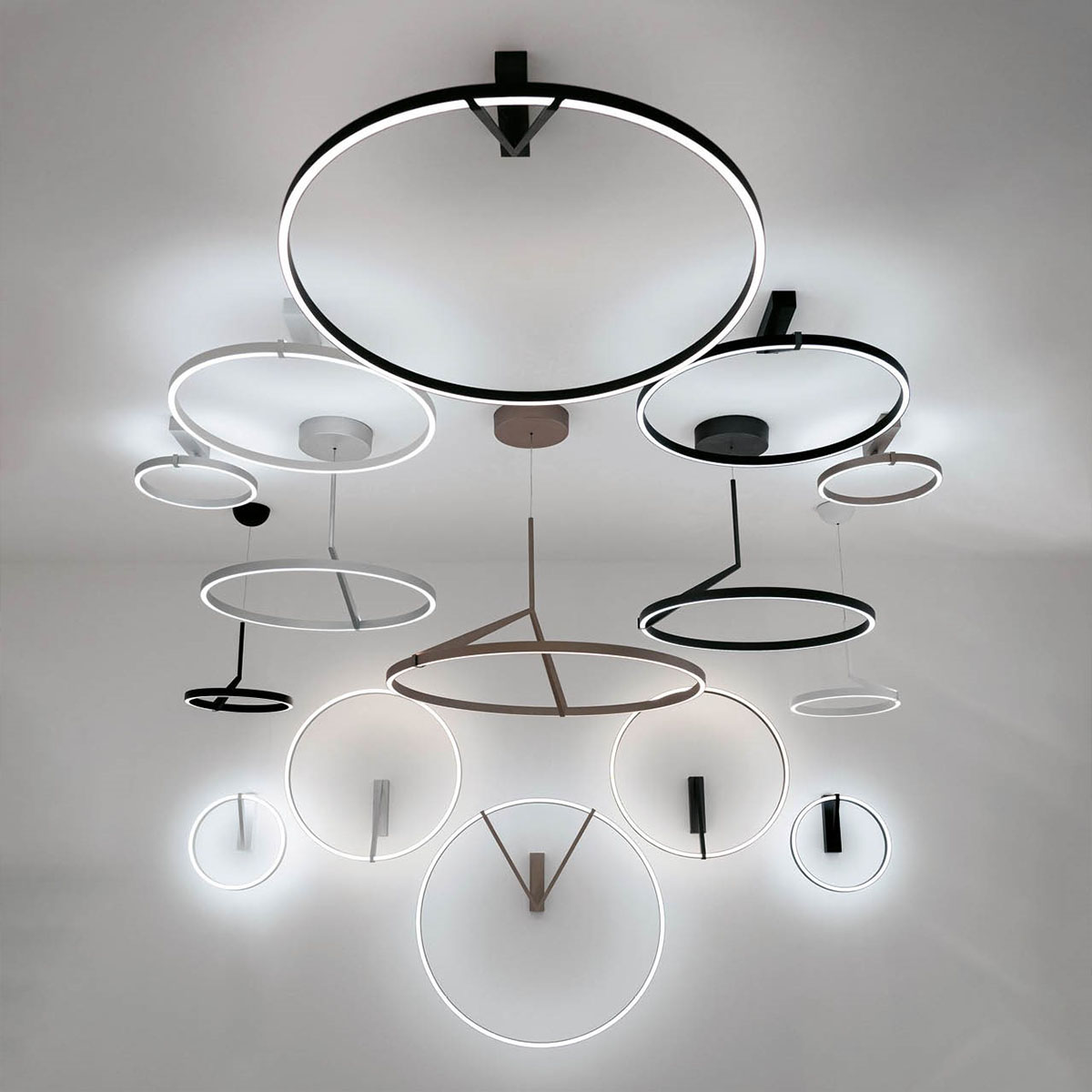 Italienisches Lichtdesign: Vivida Meridiana Ring Wand-/ Deckenleuchte mit Up-Down Licht, Weiß, Ø: 33 cm – elegante Linien, Ringlampe Italienisches Lichtdesign: Vivida Meridiana Ring Wand-/ Deckenleuchte mit Up-Down Licht, Titanium, Ø: 80 cm – elegante Linien, Ringlampe