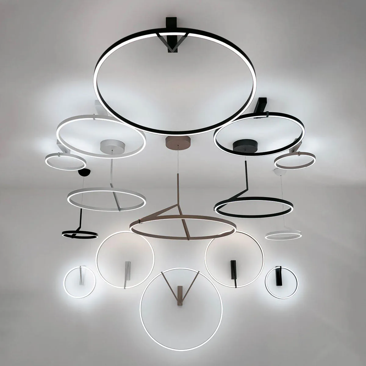 Italienisches Lichtdesign: Vivida Meridiana Ring Wand-/ Deckenleuchte mit Up-Down Licht, Titanium, Ø: 80 cm – elegante Linien, Ringlampe