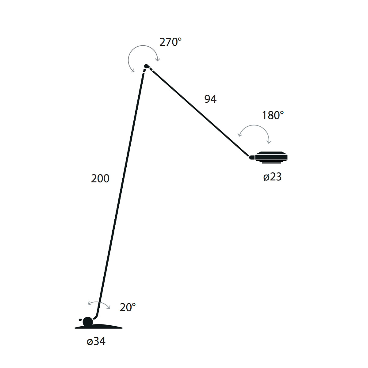 Elle LED Stehleuchte, H: 200 cm, Schwarz soft, Warmweiß 3000K Elle LED Stehleuchte, H: 200 cm, Nickel gebürstet, Extra-Warmweiß 2700K