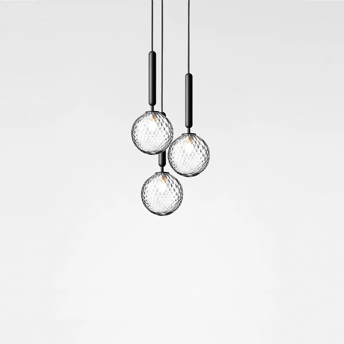 Miira 3 Pendelleuchte, Ø: 31 cm, Steingrau, Glas transparent