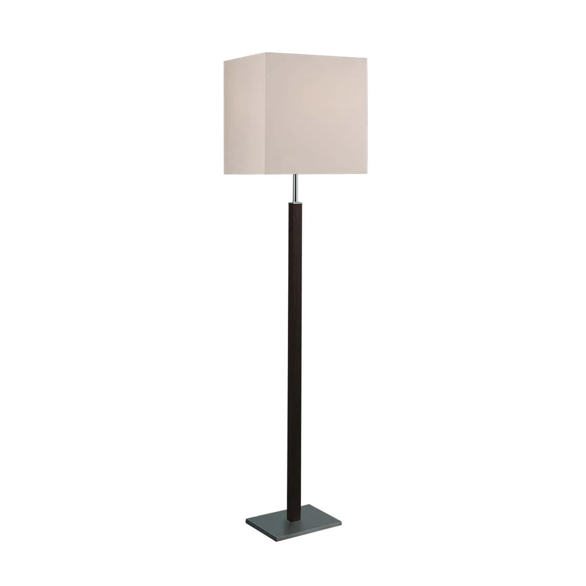 Elegante Stehleuchte aus Chrom in der Farbe Nussbaum mit rechteckigem Schirm Elegante Stehleuchte aus Chrom in der Farbe Nussbaum mit rechteckigem Schirm