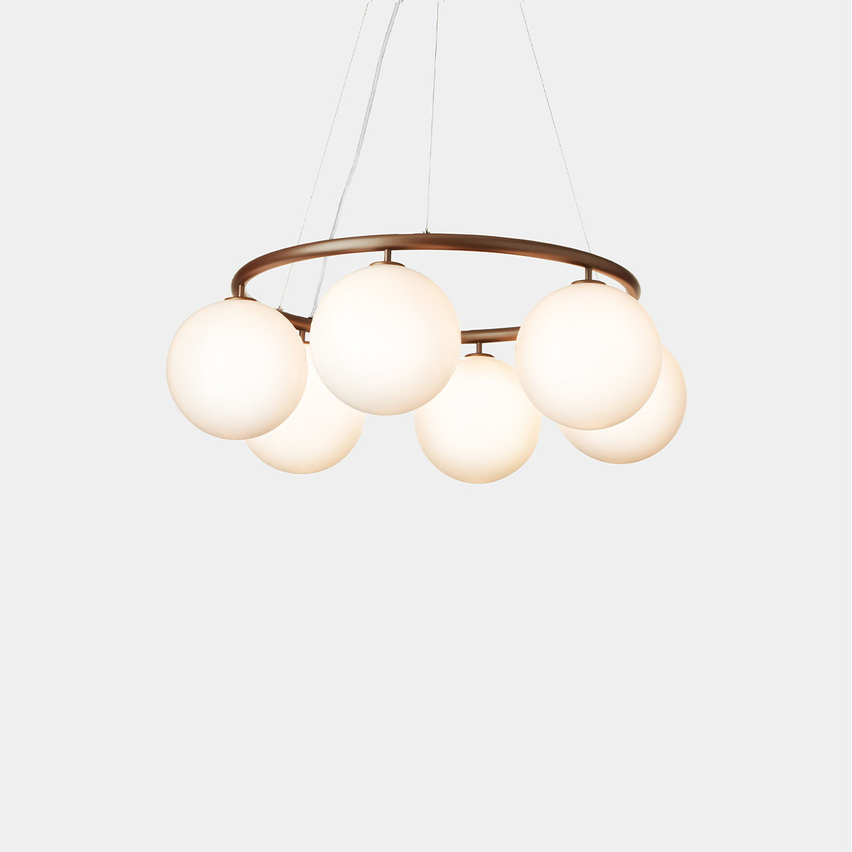 Miira 6 Kronleuchter Ø: 80 cm, Dunkelbronze, Opalglas