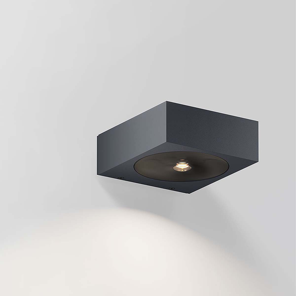 IP44.de luci down Wandleuchte, H: 5,3 cm, T: 16 cm Anthrazit