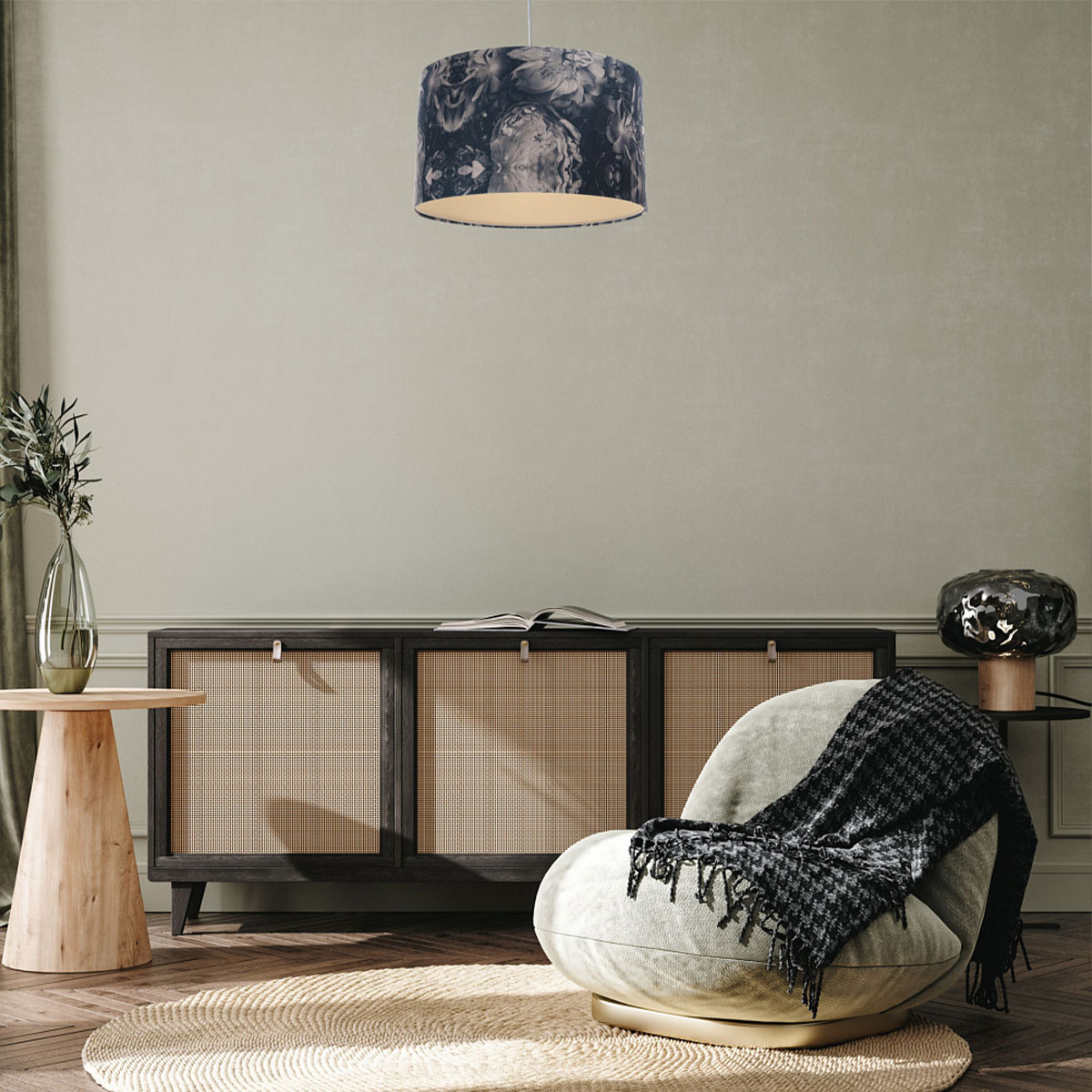 Pendelleuchte Portland Muster, Beige,  Ø: 60 cm