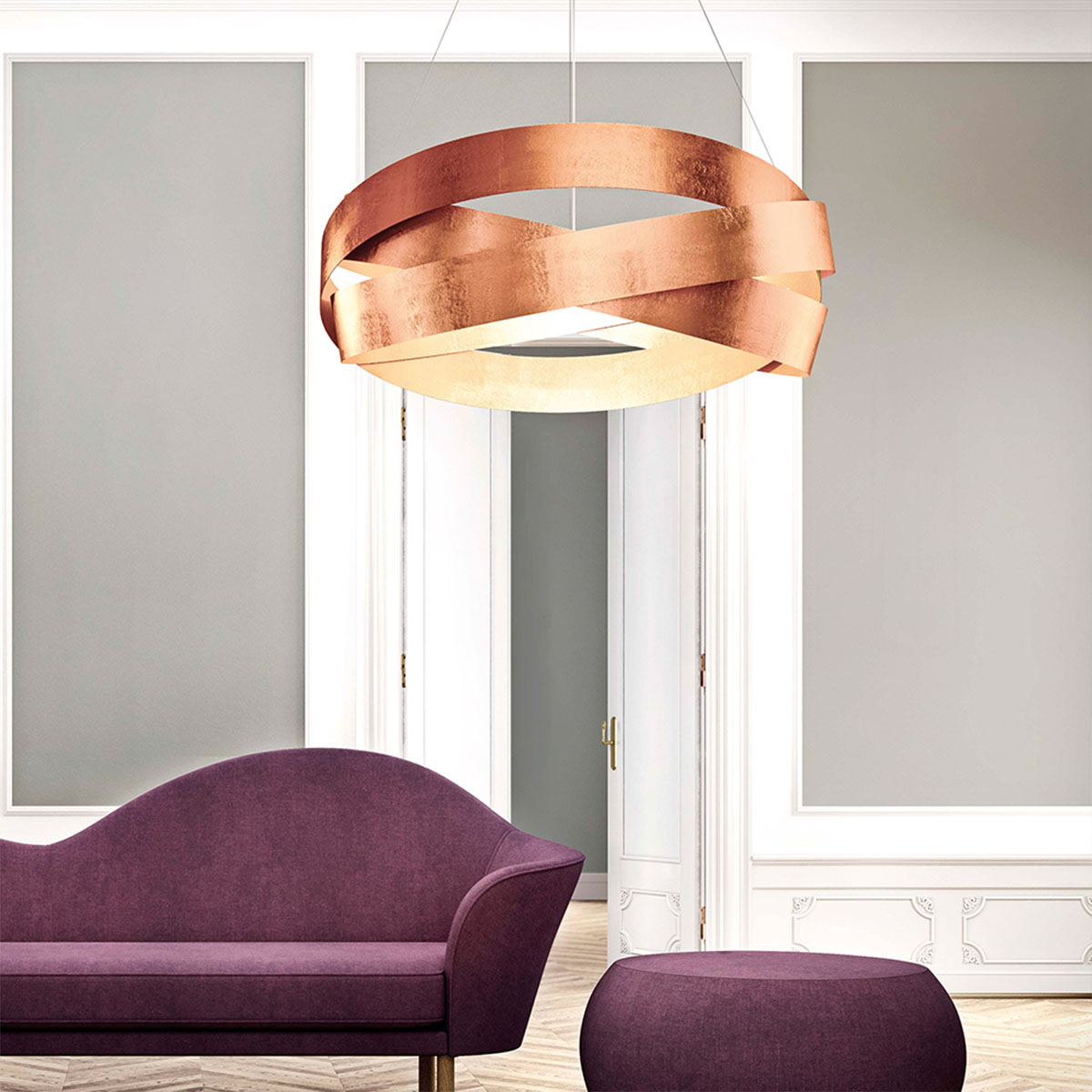 Pura S60 Pendelleuchte, Weiß, Ø: 60 cm, E27 Pura S120 Pendelleuchte, Messing, Ø: 120 cm, LED