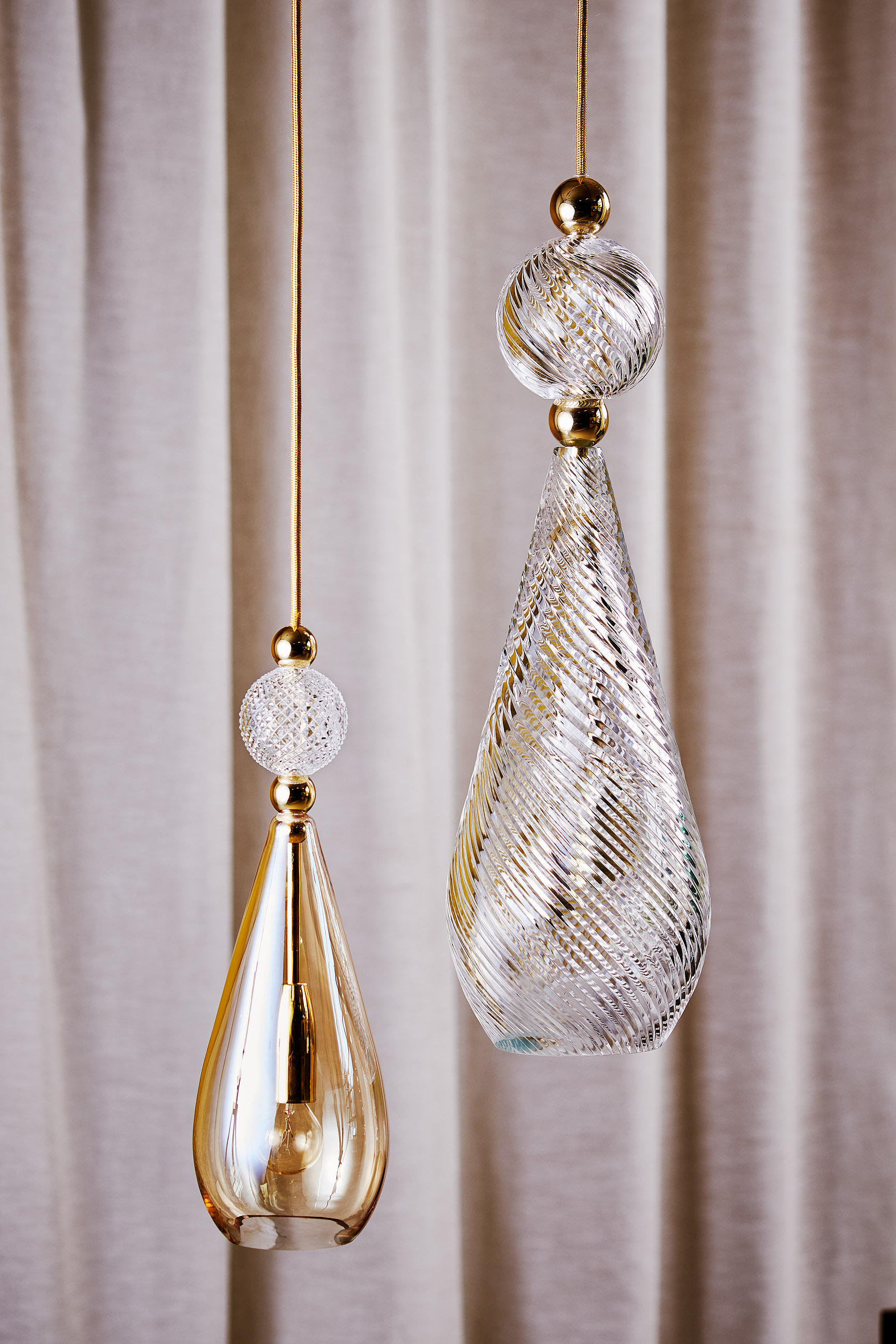Smykke Pendelleuchte M Ø 12,5 cm, Clear Gold, Kristallglas