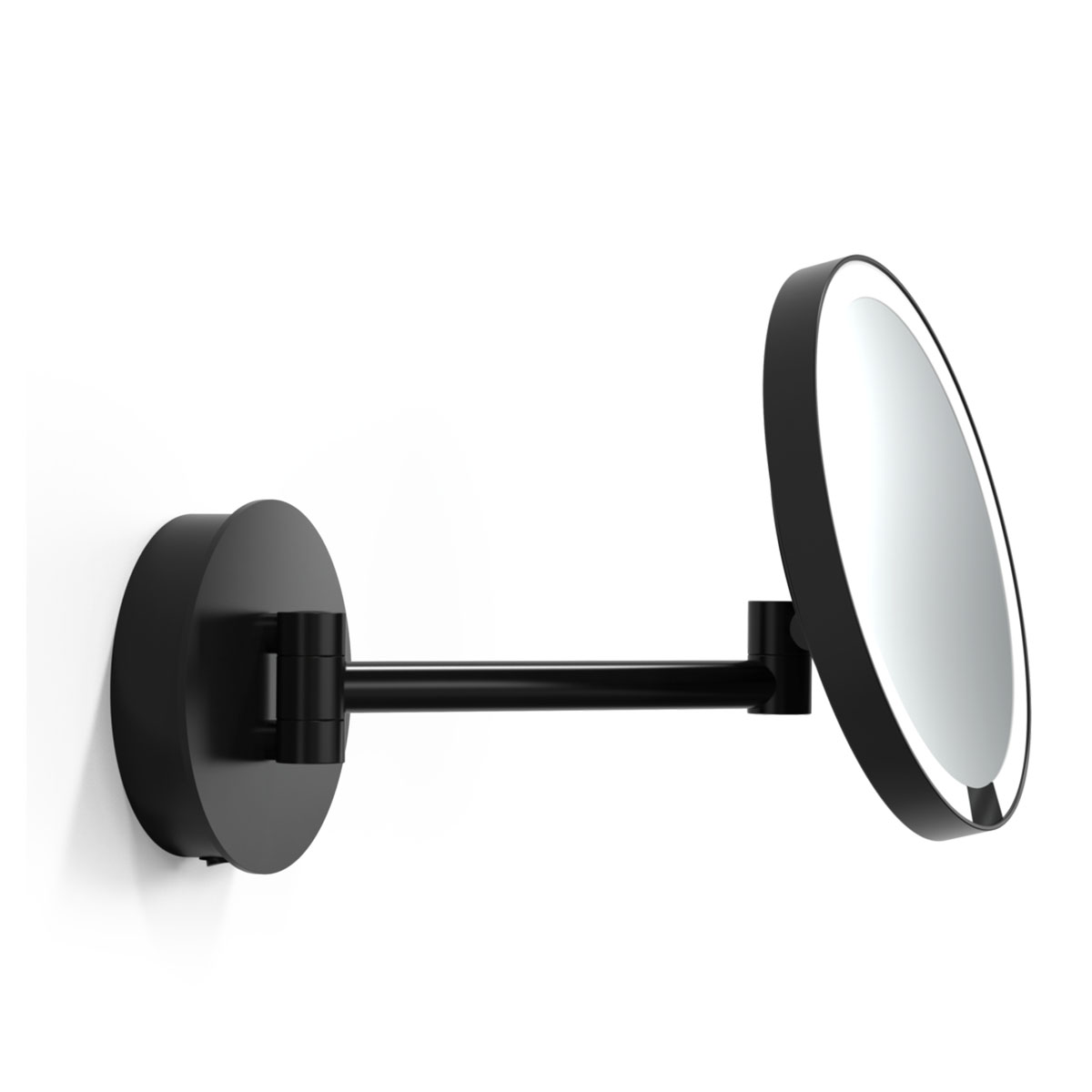 Moderner Kosmetikspiegel mit Beleuchtung – Decor Walther Just Look Plus WR Akku Schminkspiegel mit Licht Bad, H: 21,5 cm, B: 37 cm, Schwarz matt, 7x Vergrößerung