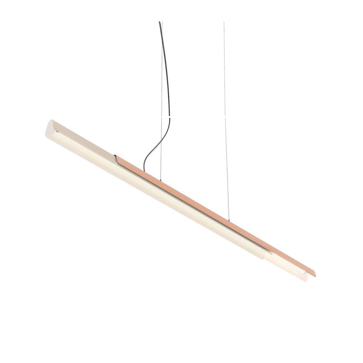 Dala Linear Pendelleuchte, L: 150 cm, Beige & Kupfer, Extra-Warmweiß 2700K