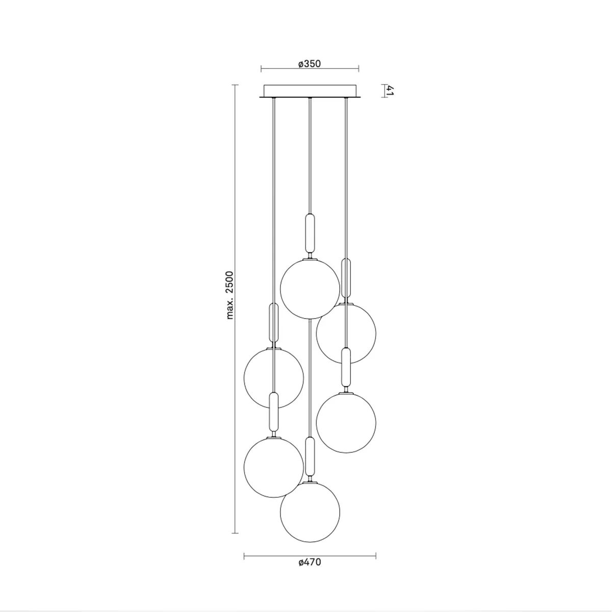Miira 6 Large Pendelleuchte, Ø: 47 cm, Messing, Opalglas