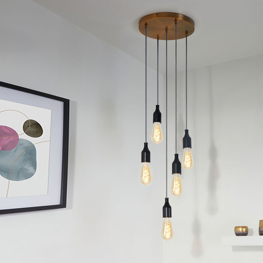 Lampen Baldachin Metall 5-fach Gold, Ø: 30 cm x H: 2,5 cm