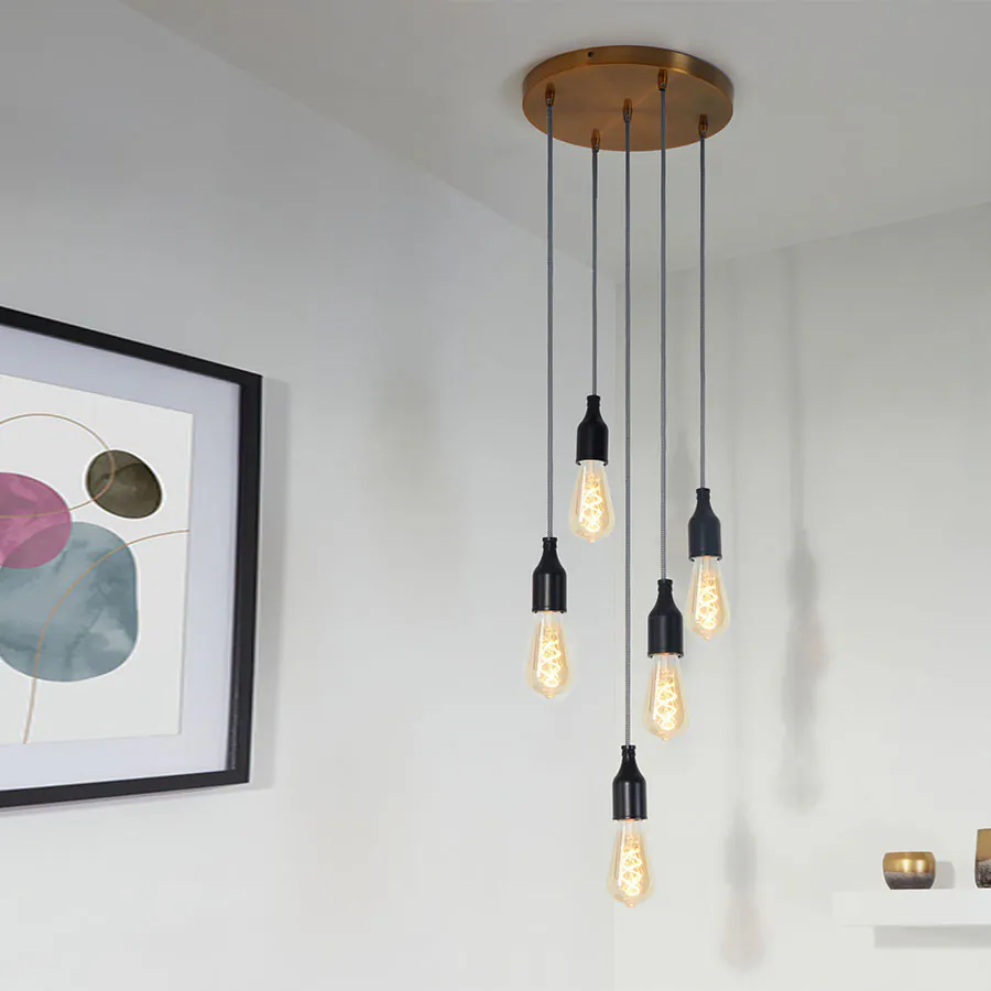 Lampen Baldachin Metall 5-fach Gold, Ø: 30 cm x H: 2,5 cm