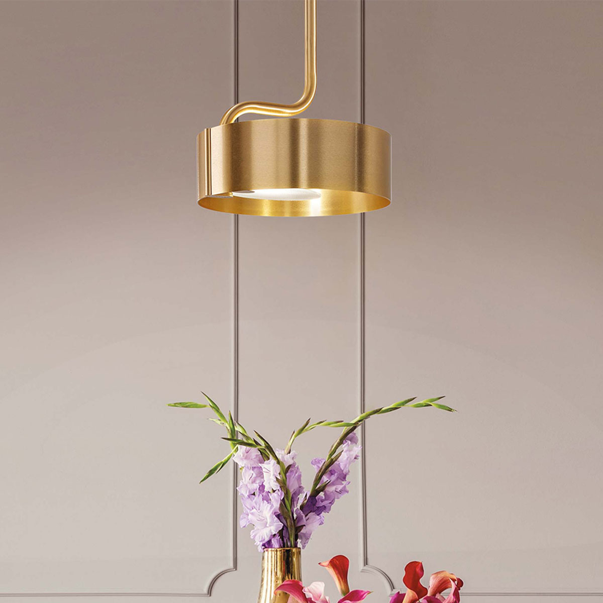 Sound S1 Pendelleuchte, Ø: 30 cm, Gold gebürstet, Retrofit Sound S1 Pendelleuchte, Ø: 30 cm, Gold gebürstet, LED-Modul
