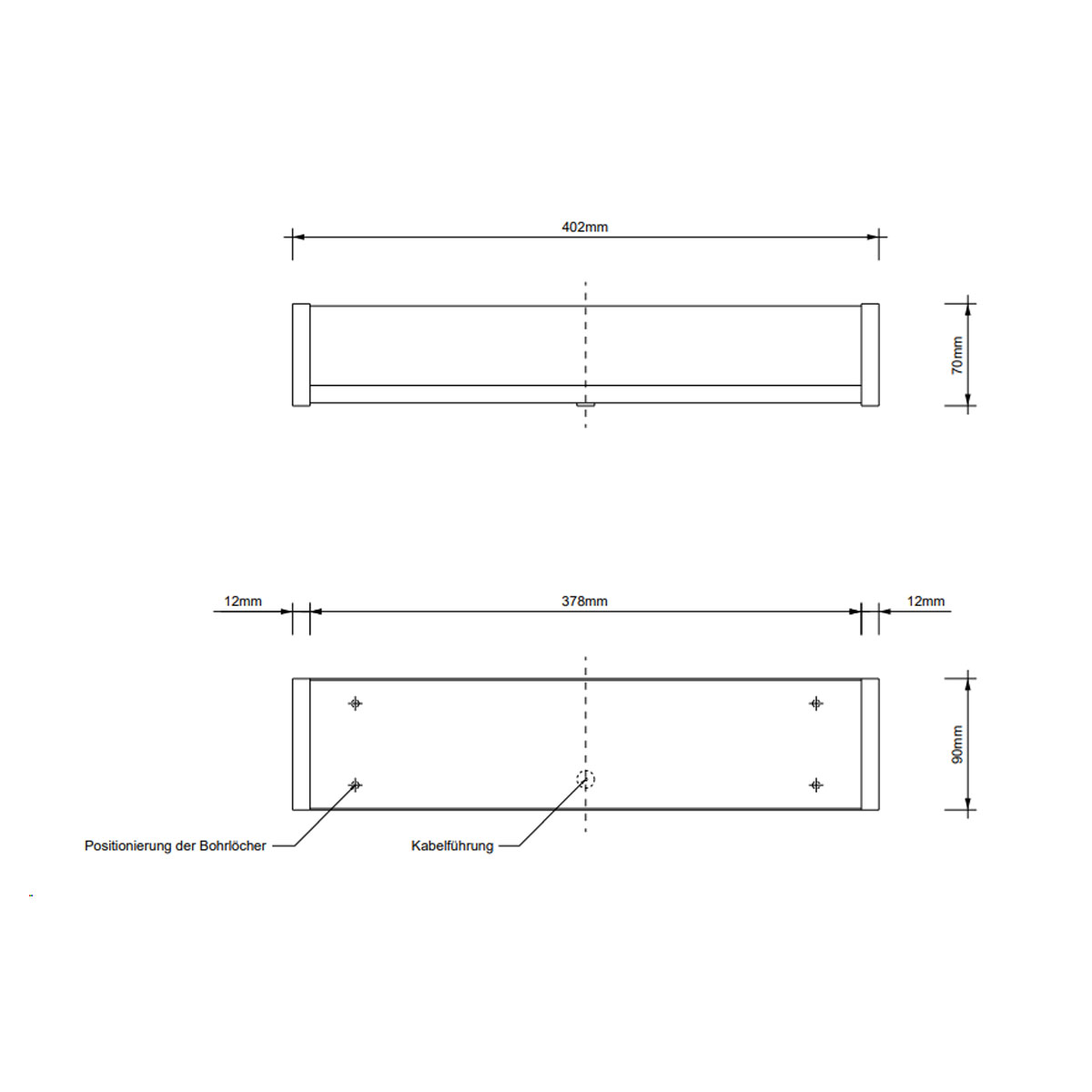 Maßzeichnung der Wandleuchten – Decor Walther Manhattan 40 N LED Wandleuchte Badezimmer, Schwarz matt, H: 40 cm