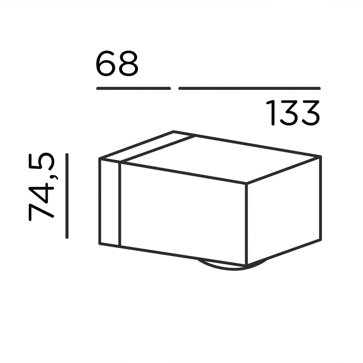 IP44.de como one Wandleuchte, H: 7,45 cm, B: 6,8 cm como one Wandleuchte, H: 7,45 cm, B: 6,8 cm, Deep Black Wandleuchten – technische Zeichnung