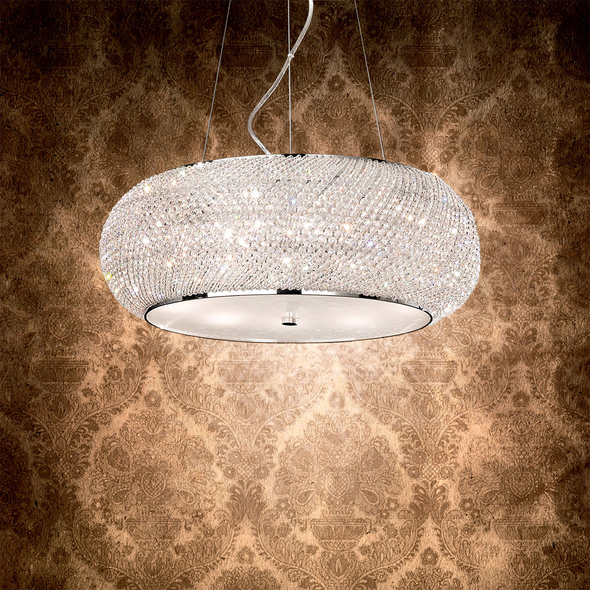 Pasha SP10 Kristall Pendelleuchte, Chrom, Ø: 55 cm
