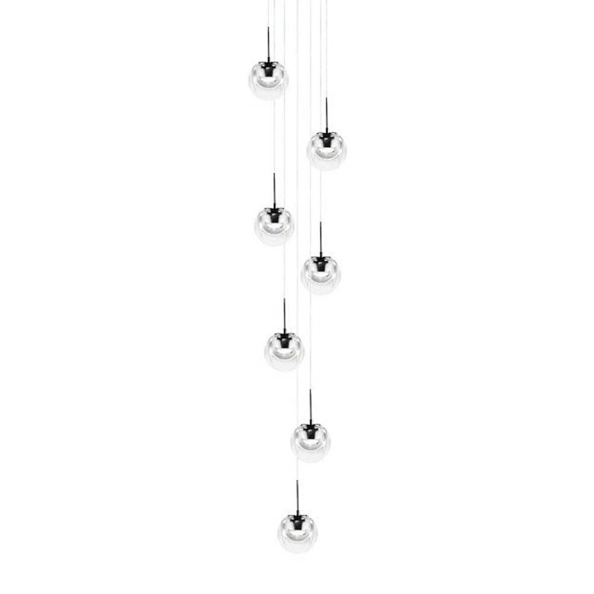 Dew Pendelleuchte, Ø: 25 cm, Chrom, 7-flammig Dew Pendelleuchte, Ø: 25 cm, Messing, 7-flammig