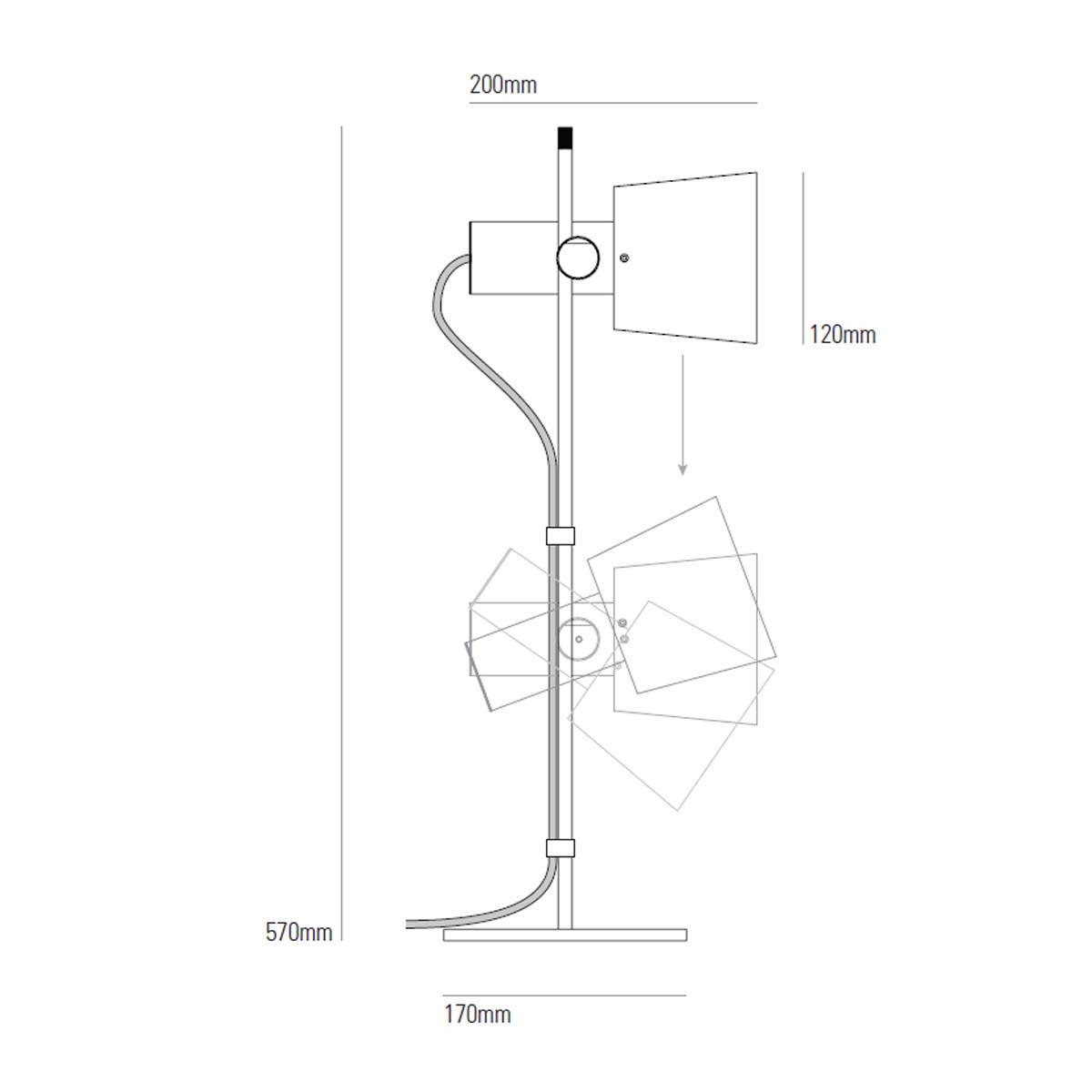 Chester Tischleuchte, H: 57 cm, Satiniertes Kupfer Chester Tischleuchte, H: 57 cm, Satiniertes Messing