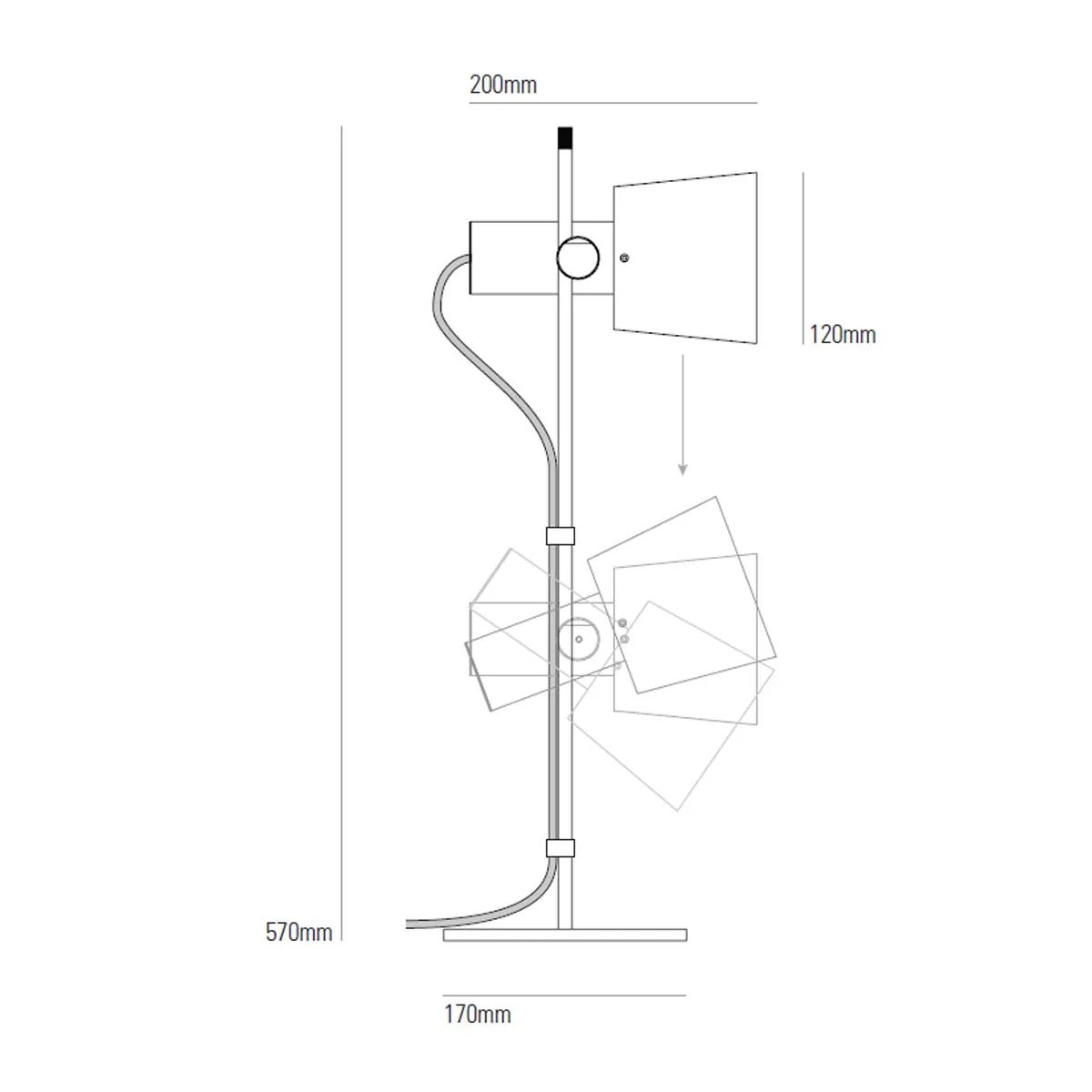 Chester Tischleuchte, H: 57 cm, Satiniertes Messing