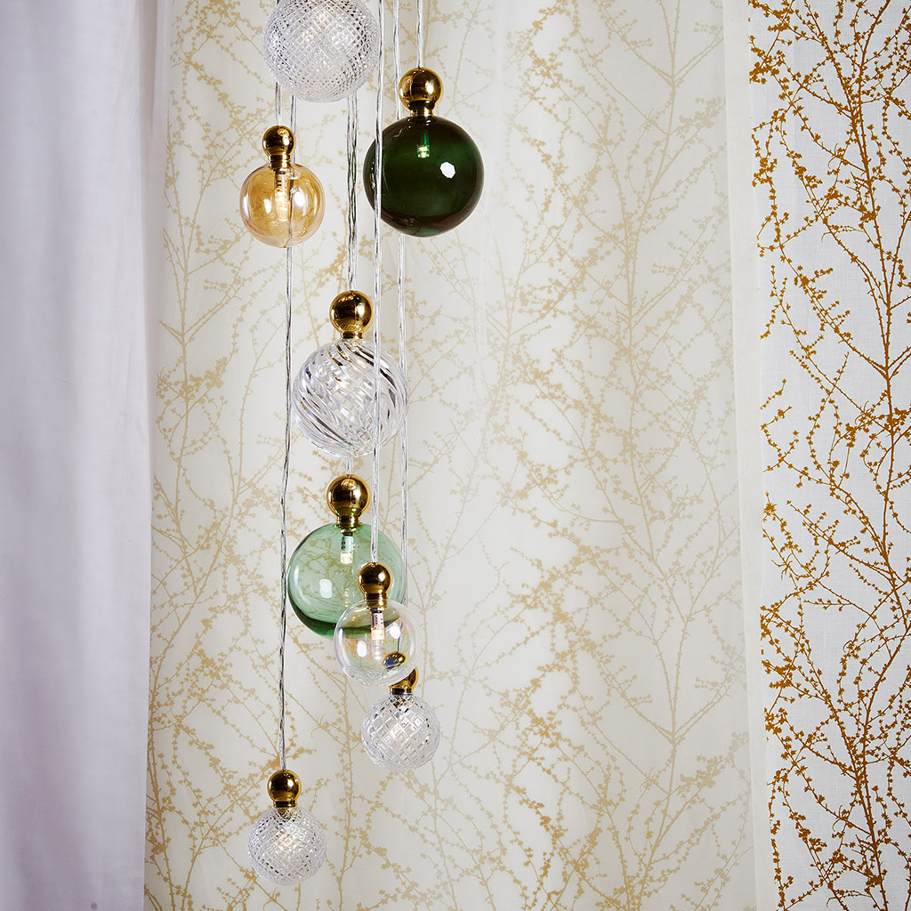 Uva Pendelleuchte Crystal L Ø 10 cm, Swirl, Silber, für Multi-Baldachin