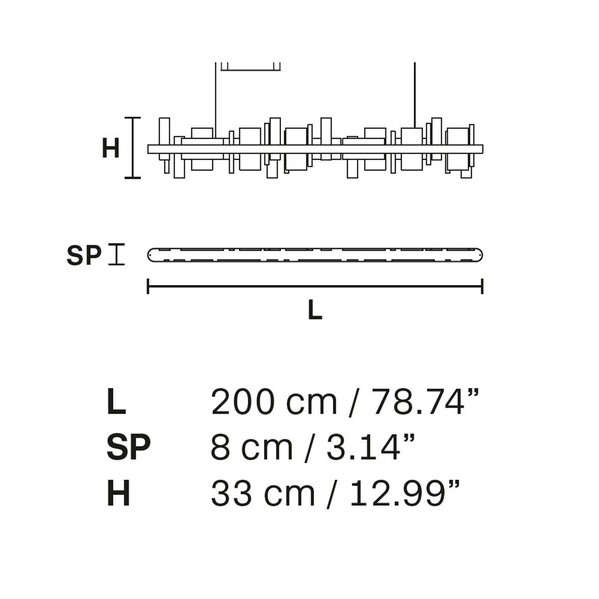 Honicé S200 Pendelleuchte, Onyx Stein, Gold brüniert, L: 200 cm