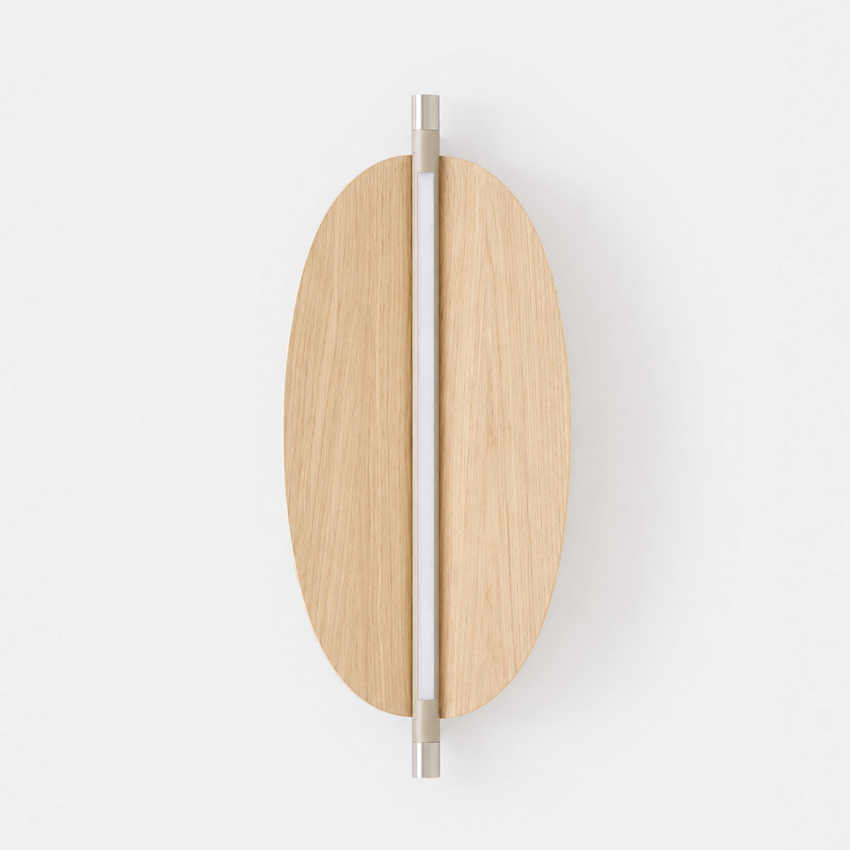 TOOY Thula 562.41 Wandleuchte, H: 67 cm, B: 25 cm, Beige / Nickel satiniert, Helle Eiche