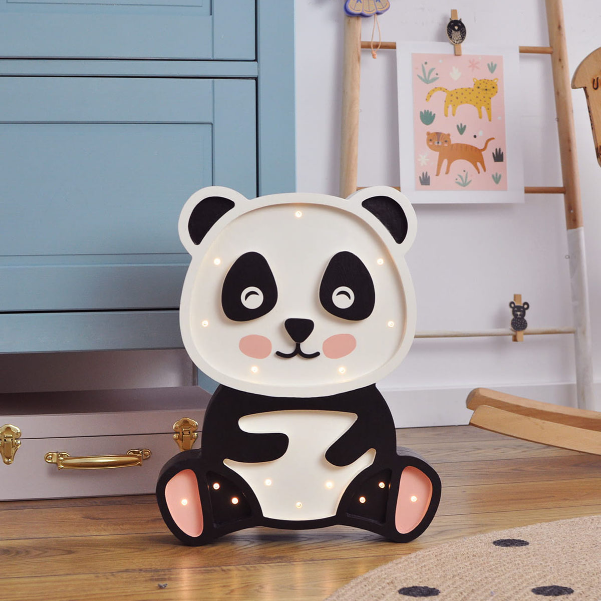 LED Kinderleuchte Pandabär aus Holz, handgemacht LED Kinderleuchte Pandabär aus Holz, handgemacht