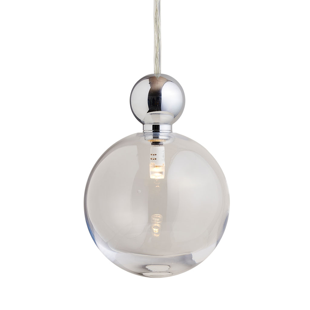 Uva Pendelleuchte L Ø 10 cm, Clear, Silber, für Multi-Baldachin