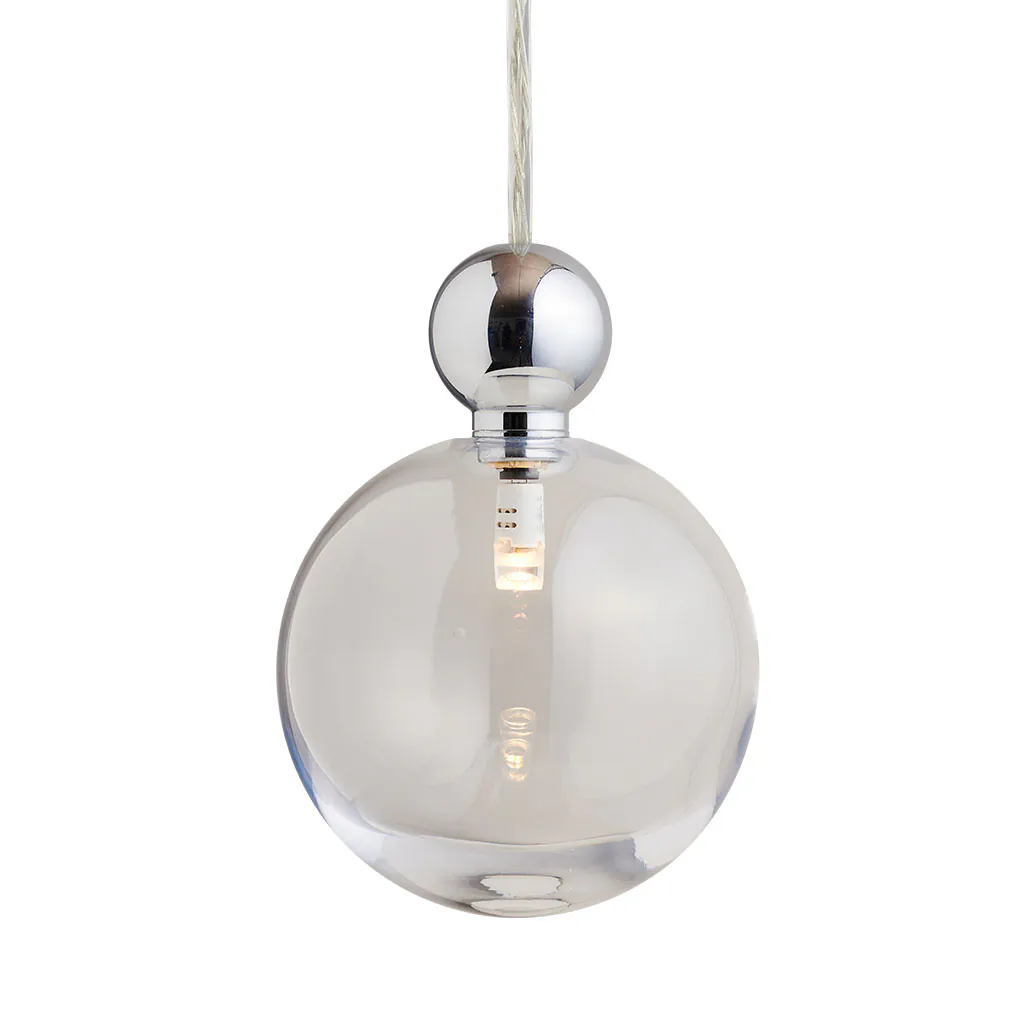 Uva Pendelleuchte L Ø 10 cm, Clear, Silber, für Multi-Baldachin