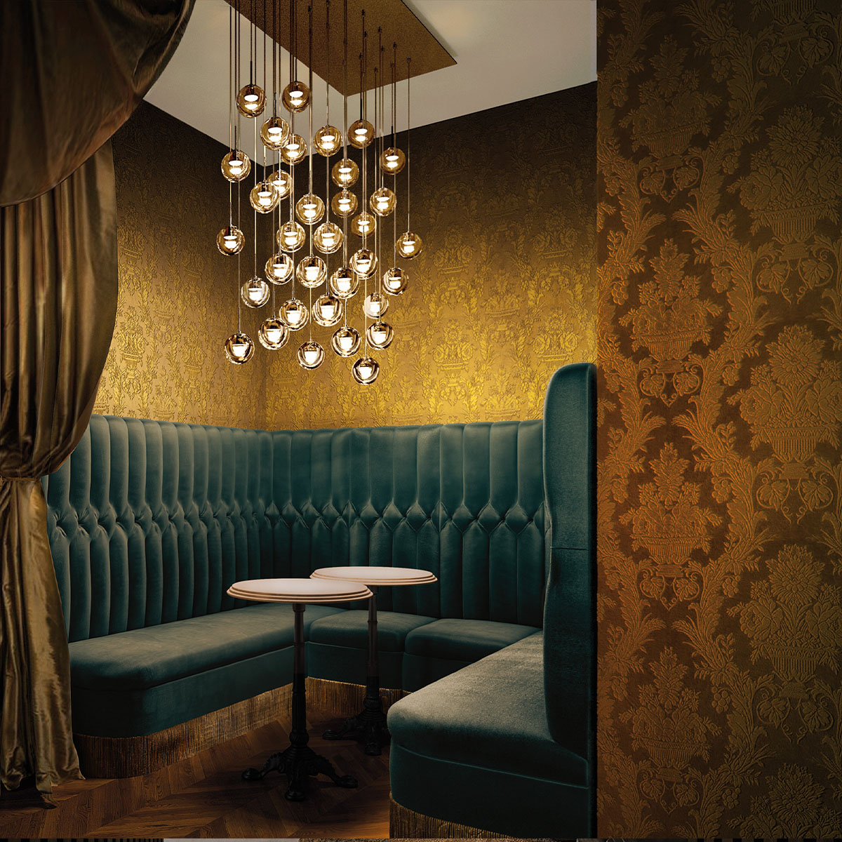 Dew Pendelleuchte, Ø: 49,5 cm, Messing, 15-flammig