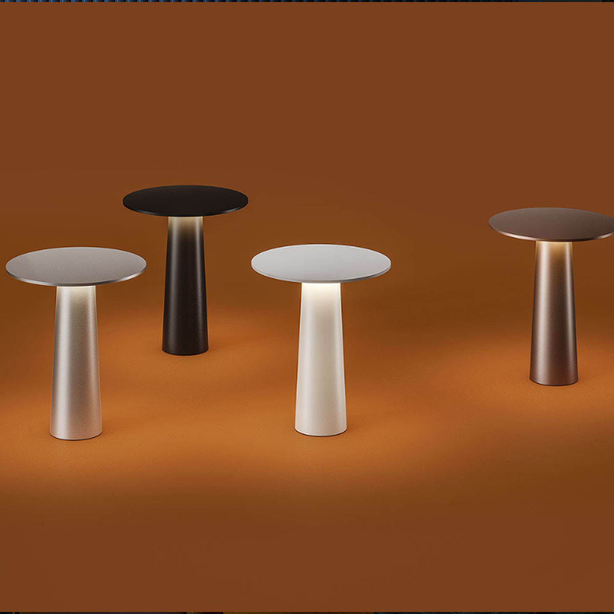 Kleine dimmbare mobile außen Akku Tischleuchte in allen Farben