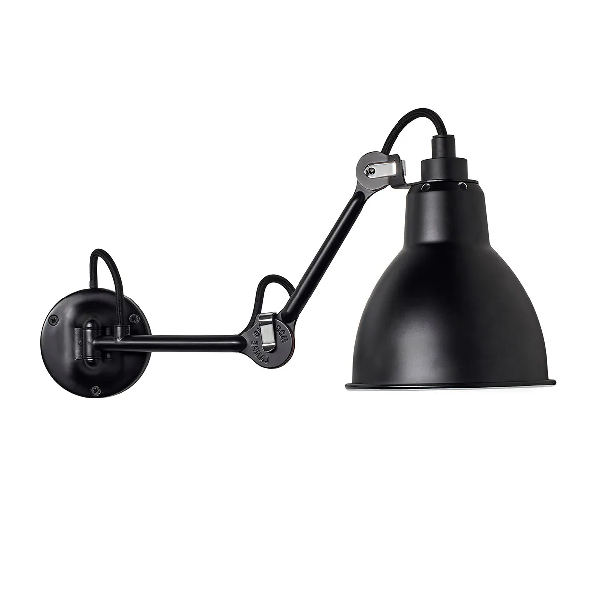 Spezial Angebot Pack Duo Lampe Gras N° 204 Wandleuchte Schwarz, Schirm Schwarz ohne Schalter – exklusive Designerlampe des Herstellers DCW Editions passt perfekt in den Treppenaufgang