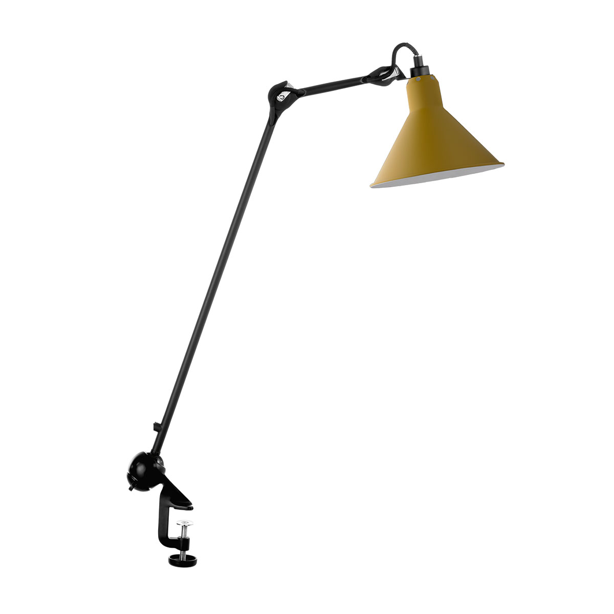 Lampe Gras N° 201 Tischleuchte, H: 59 cm Schwarz, Schirm Gelb Konisch in Schwarz Gelb – hochwertige Designerleuchte von DCW Editions passt perfekt auf den Beistelltisch