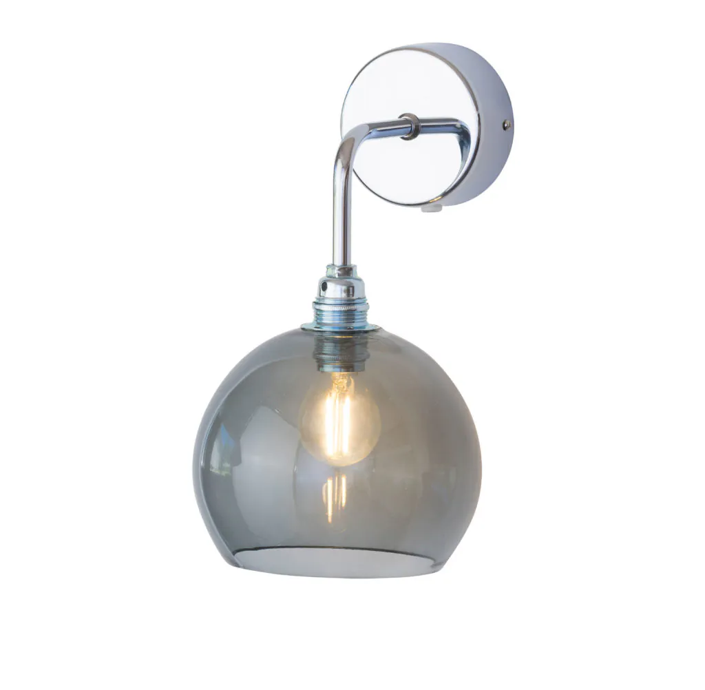 Rowan Wandleuchte S Ø 15,5 cm, Smokey Grey, Silber